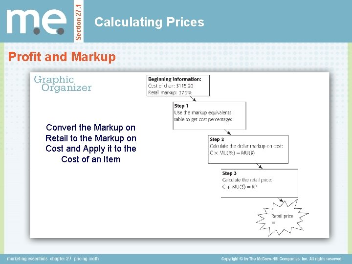 Section 27. 1 Calculating Prices Profit and Markup Convert the Markup on Retail to