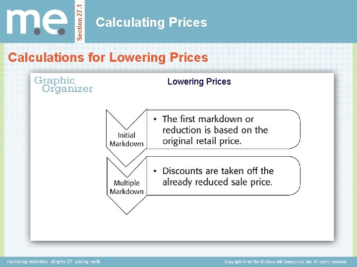 Section 27. 1 Calculating Prices Calculations for Lowering Prices 