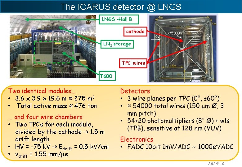 The ICARUS detector @ LNGS -Hall B cathode LN 2 storage TPC wires T