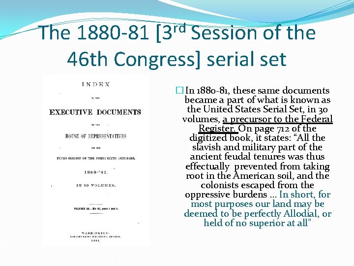 The 1880 -81 [3 rd Session of the 46 th Congress] serial set �