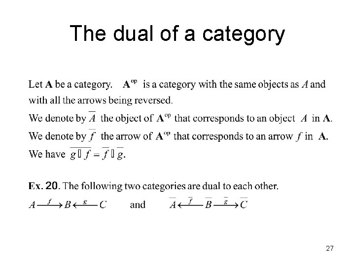 The dual of a category 27 