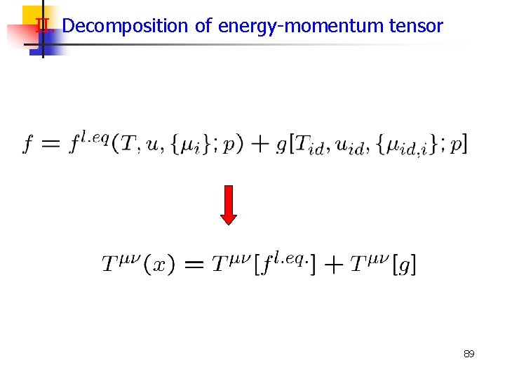 II. Decomposition of energy-momentum tensor 89 