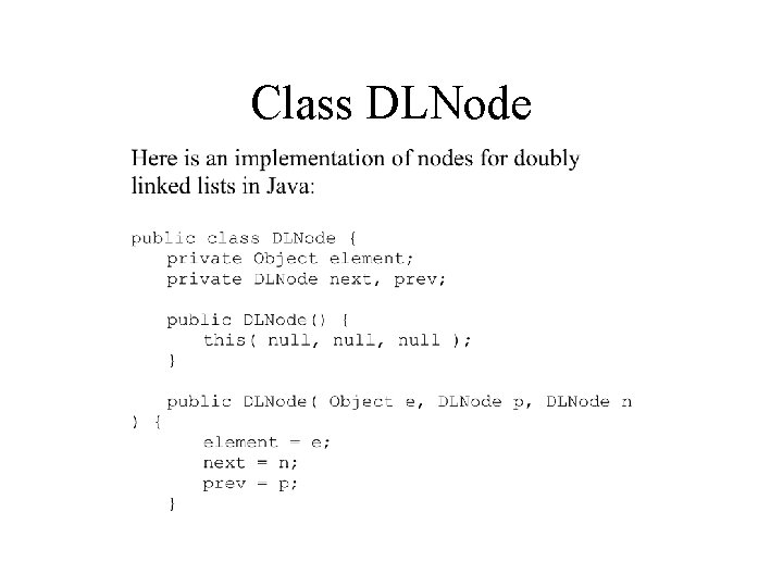 Class DLNode 
