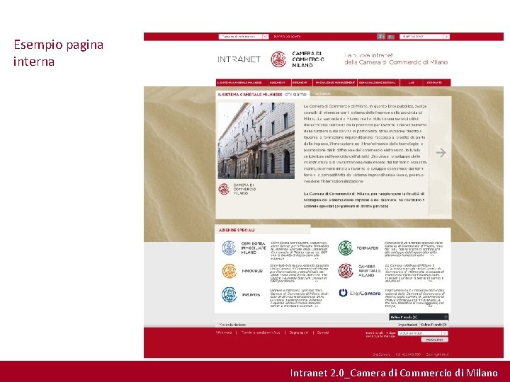 Esempio pagina interna Intranet 2. 0_Camera di Commercio di Milano 