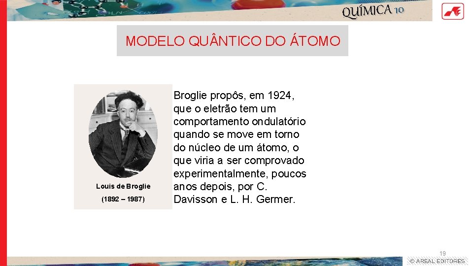 QUÍMICA 10 MODELO QU NTICO DO ÁTOMO Louis de Broglie (1892 – 1987) Broglie QUÍMICA 10 MODELO QU NTICO DO ÁTOMO Louis de Broglie (1892 – 1987) Broglie