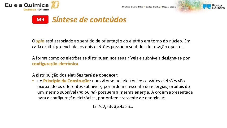 M 9 Síntese de conteúdos O spin está associado ao sentido de orientação do M 9 Síntese de conteúdos O spin está associado ao sentido de orientação do
