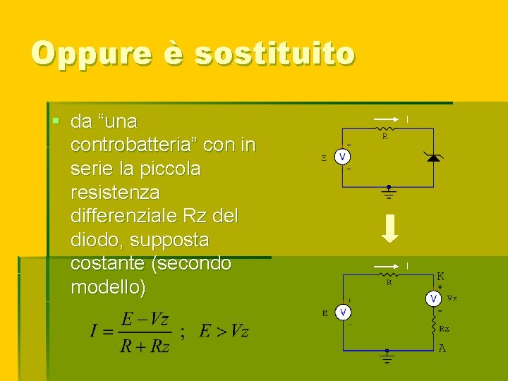 Oppure è sostituito § da “una controbatteria” con in serie la piccola resistenza differenziale