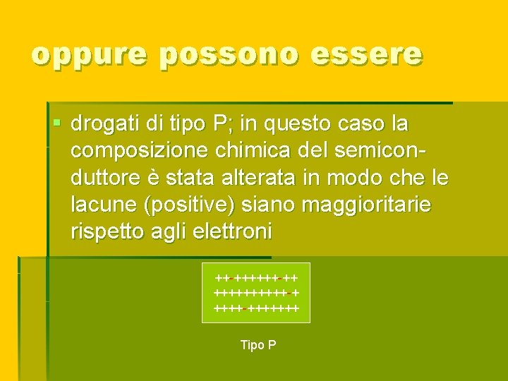 oppure possono essere § drogati di tipo P; in questo caso la composizione chimica
