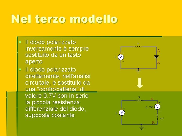 Nel terzo modello § Il diodo polarizzato inversamente è sempre sostituito da un tasto