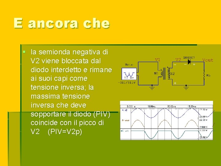 E ancora che § la semionda negativa di V 2 viene bloccata dal diodo