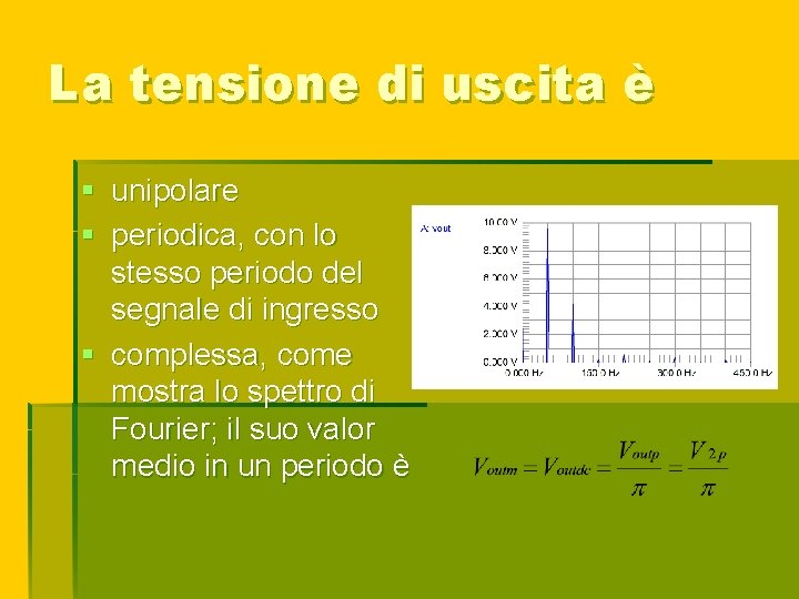 La tensione di uscita è § unipolare § periodica, con lo stesso periodo del