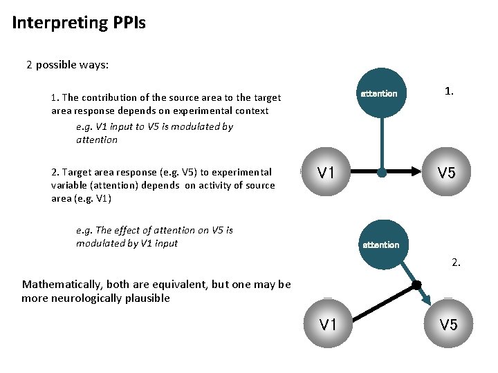 Interpreting PPIs 2 possible ways: attention 1. The contribution of the source area to