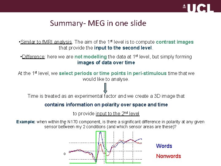 Summary- MEG in one slide • Similar to f. MRI analysis. The aim of