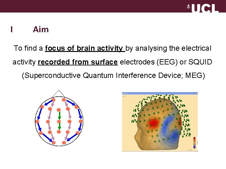 I Aim To find a focus of brain activity by analysing the electrical activity