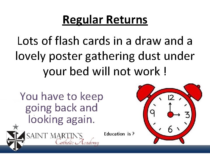 Regular Returns Lots of flash cards in a draw and a lovely poster gathering