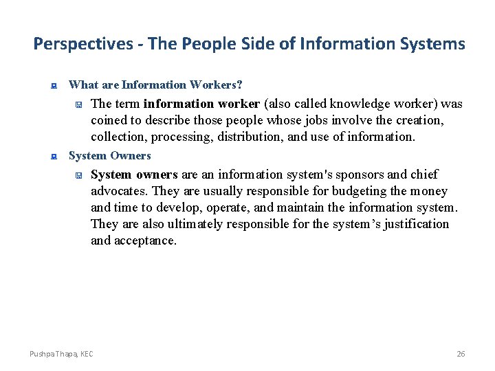 Perspectives - The People Side of Information Systems : What are Information Workers? < Perspectives - The People Side of Information Systems : What are Information Workers? <