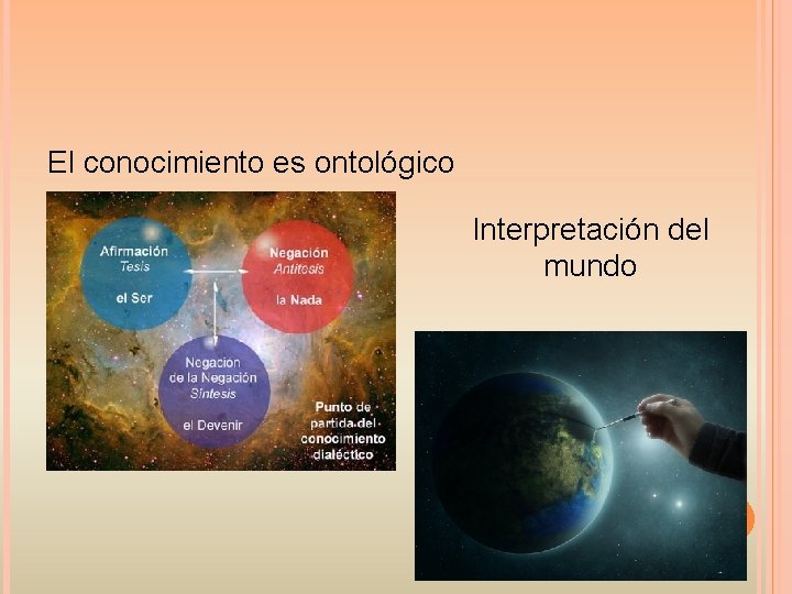 El conocimiento es ontológico Interpretación del mundo 