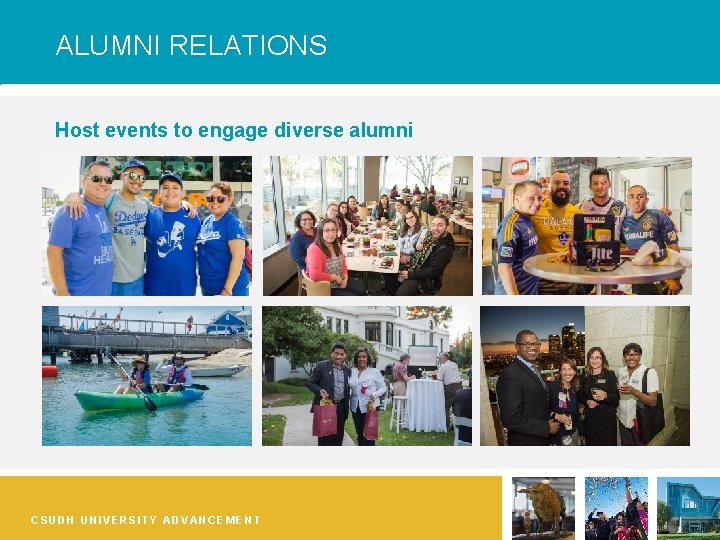 ALUMNI RELATIONS Host events to engage diverse alumni CSUDH UNIVERSITY ADVANCEMENT 