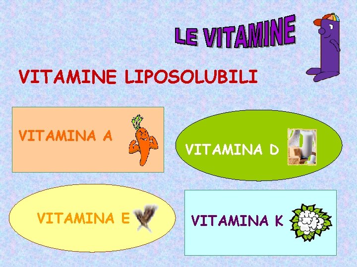 VITAMINE LIPOSOLUBILI VITAMINA A VITAMINA E VITAMINA D VITAMINA K 