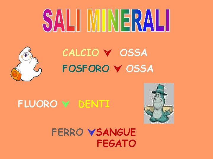 CALCIO OSSA FOSFORO OSSA FLUORO DENTI FERRO SANGUE FEGATO 