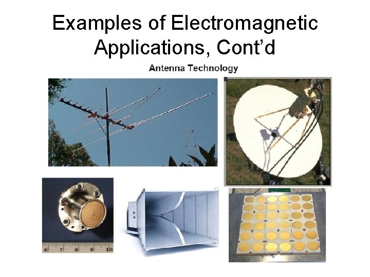 Examples of Electromagnetic Applications, Cont’d Examples of Electromagnetic Applications, Cont’d