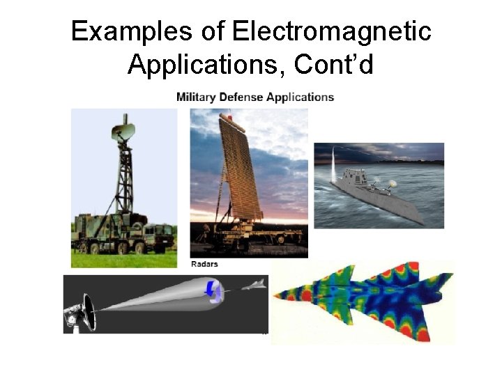 Examples of Electromagnetic Applications, Cont’d 