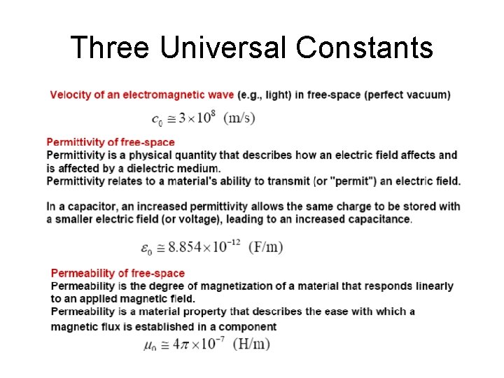 Three Universal Constants 