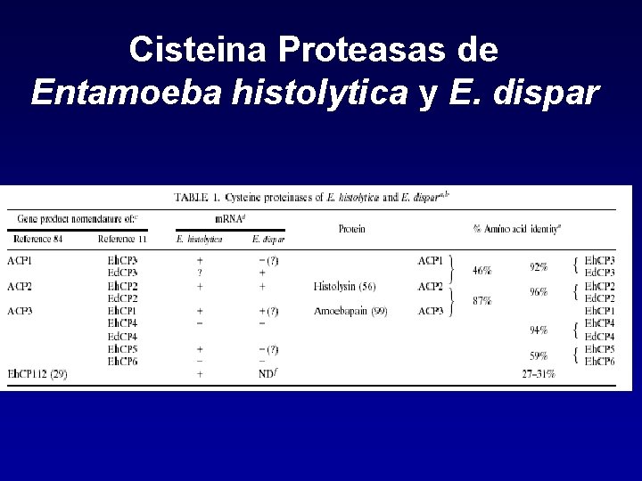 Cisteina Proteasas de Entamoeba histolytica y E. dispar 