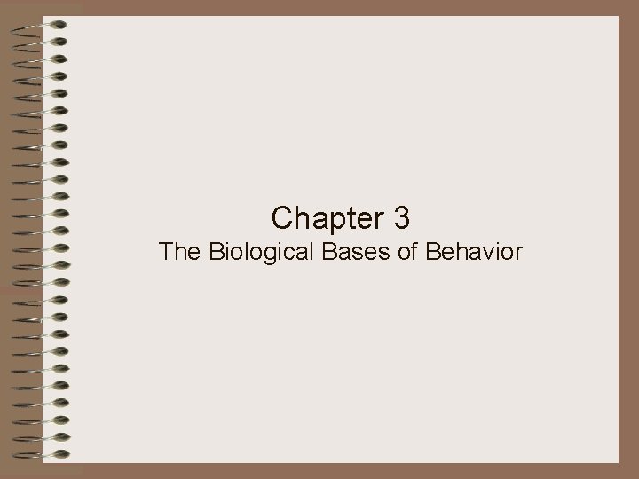 Chapter 3 The Biological Bases of Behavior 