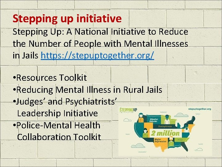 Stepping up initiative Stepping Up: A National Initiative to Reduce the Number of People