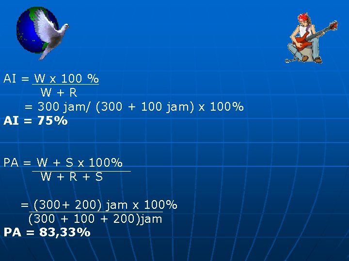 AI = W x 100 % W+R = 300 jam/ (300 + 100 jam)