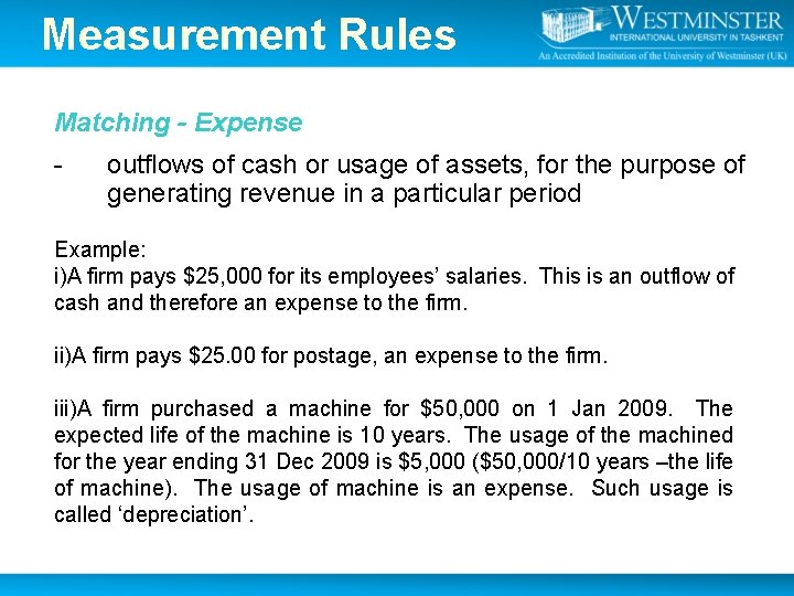 Measurement Rules Matching - Expense - outflows of cash or usage of assets, for Measurement Rules Matching - Expense - outflows of cash or usage of assets, for