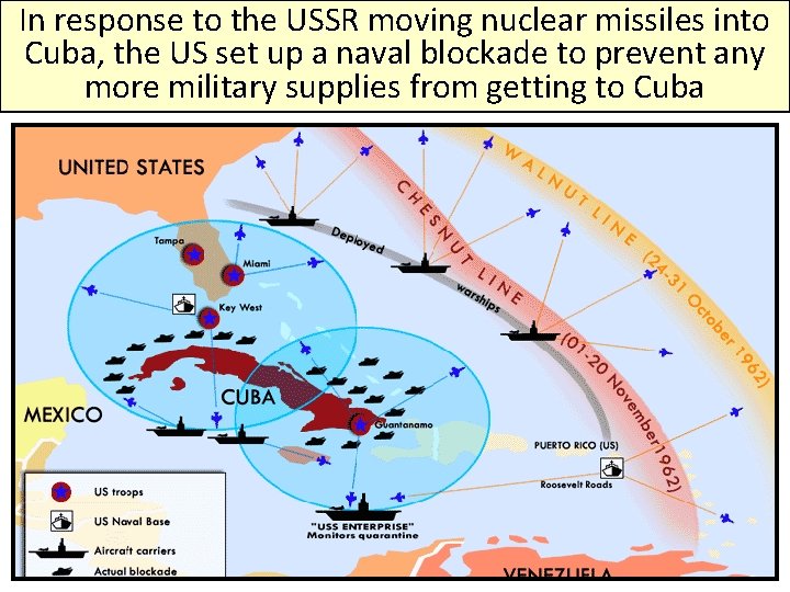 In response to the USSR moving nuclear missiles into Cuba, the US set up