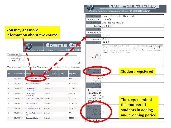 You may get more information about the course Student registered The upper limit of