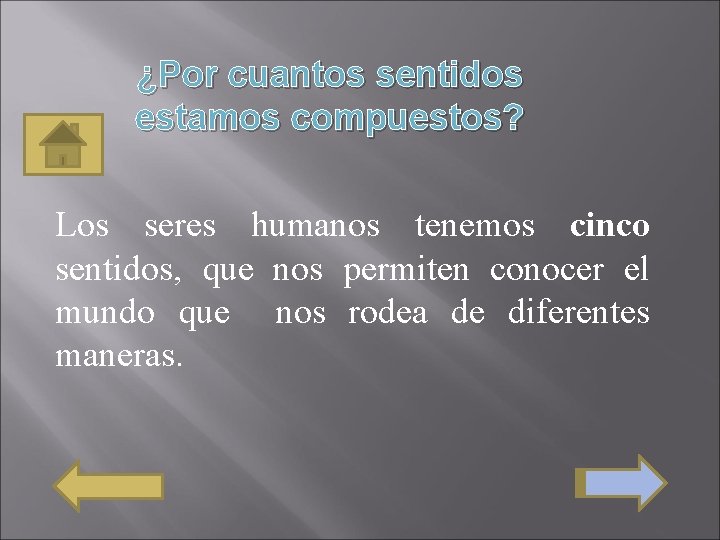 ¿Por cuantos sentidos estamos compuestos? Los seres humanos tenemos cinco sentidos, que nos permiten