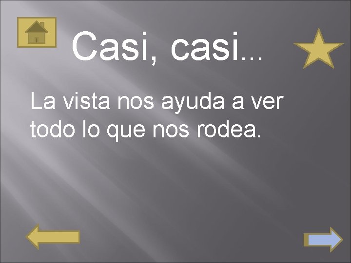 Casi, casi… La vista nos ayuda a ver todo lo que nos rodea. 