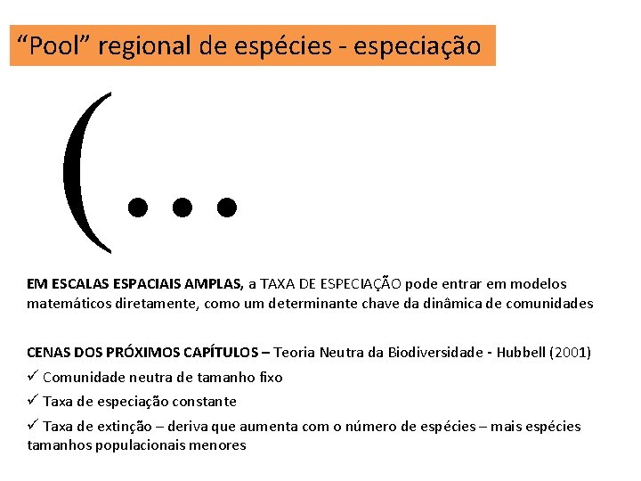 “Pool” regional de espécies - especiação (. . . EM ESCALAS ESPACIAIS AMPLAS, a