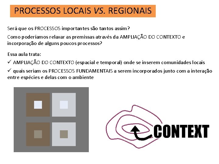 PROCESSOS LOCAIS VS. REGIONAIS Será que os PROCESSOS importantes são tantos assim? Como poderíamos