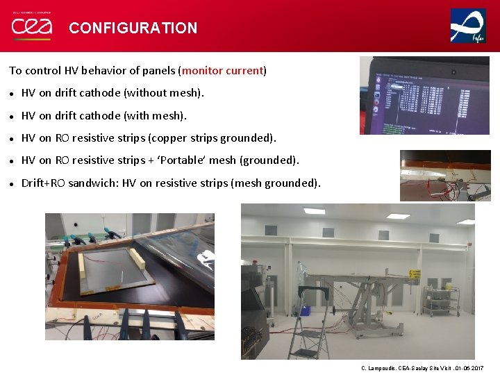 CONFIGURATION To control HV behavior of panels (monitor current) HV on drift cathode (without