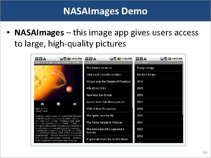 NASAImages Demo • NASAImages – this image app gives users access to large, high-quality