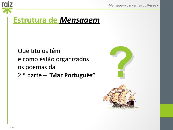 Mensagem de Fernando Pessoa Estrutura de Mensagem Que títulos têm e como estão organizados