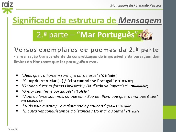 Mensagem de Fernando Pessoa Significado da estrutura de Mensagem 2. ª parte – “Mar