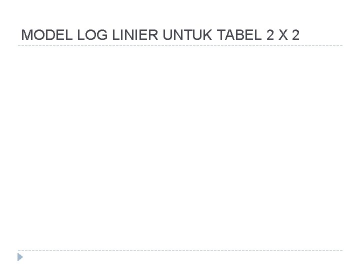 MODEL LOG LINIER UNTUK TABEL 2 X 2 