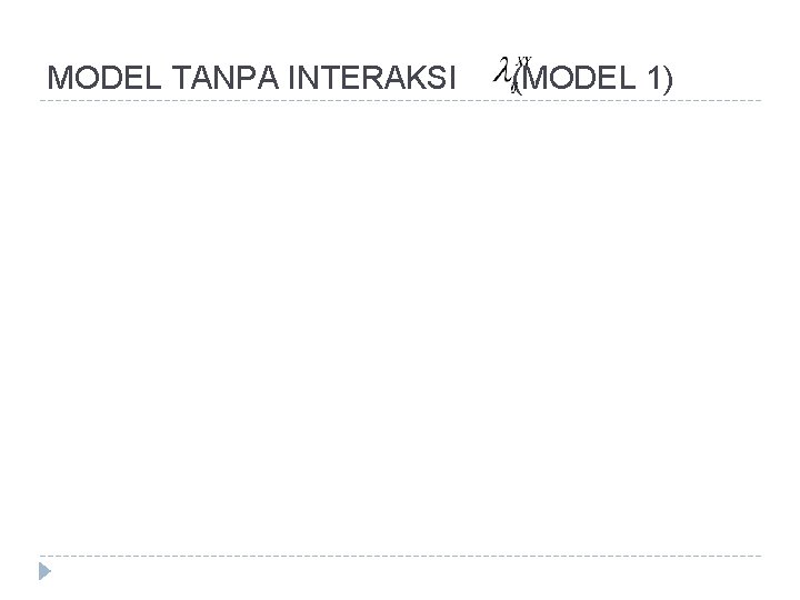 MODEL TANPA INTERAKSI (MODEL 1) 