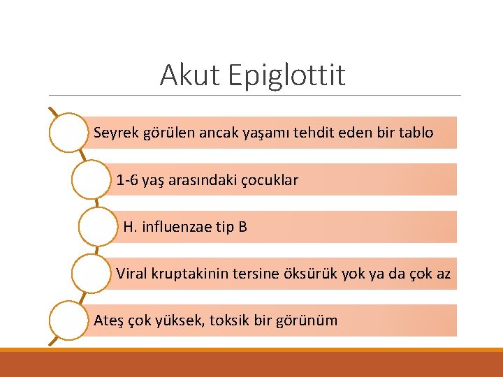 Akut Epiglottit Seyrek görülen ancak yaşamı tehdit eden bir tablo 1 -6 yaş arasındaki