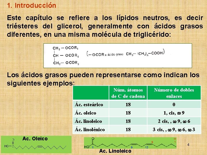1. Introducción Este capítulo se refiere a los lípidos neutros, es decir triésteres del