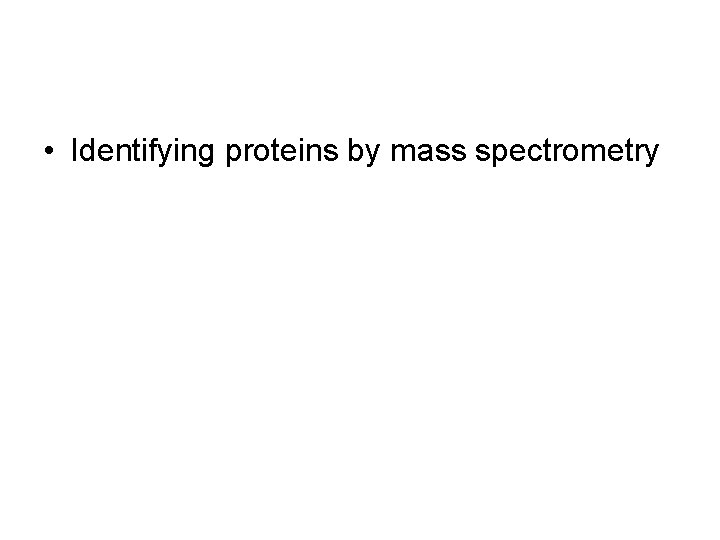  • Identifying proteins by mass spectrometry 