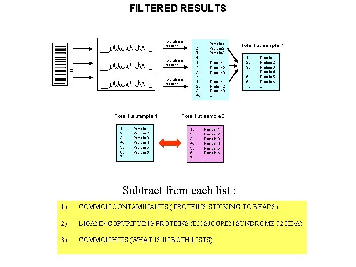 FILTERED RESULTS Database search 1. 2. 3. 4. Database search Total list sample 1