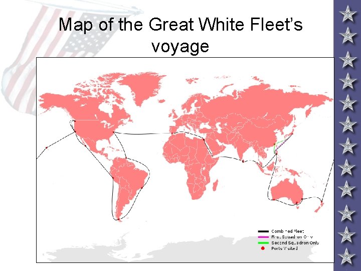 Map of the Great White Fleet’s voyage 