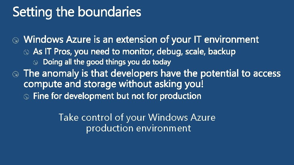 Take control of your Windows Azure production environment 